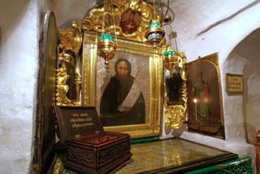 Икона преподобного Феодосия над местом его первоначального погребения