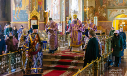 Епископ Антоний совершил Литургию в день памяти вмч.Феодора Тирона в Архангело-Михайловском кафедральном соборе г.Черкассы