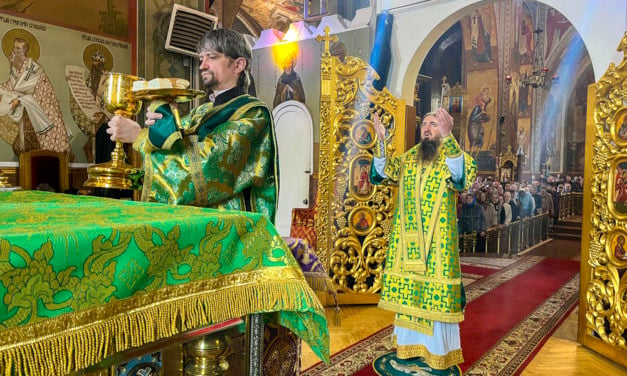 Божественная литургия в праздник Входа Господня в Иерусалим в Архангело-Михайловском кафедральном соборе г.Черкассы